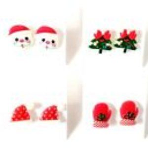 CHRISTMAS ICONS Stud Post Earrings Jewelry Set of 4 - Handmade USA